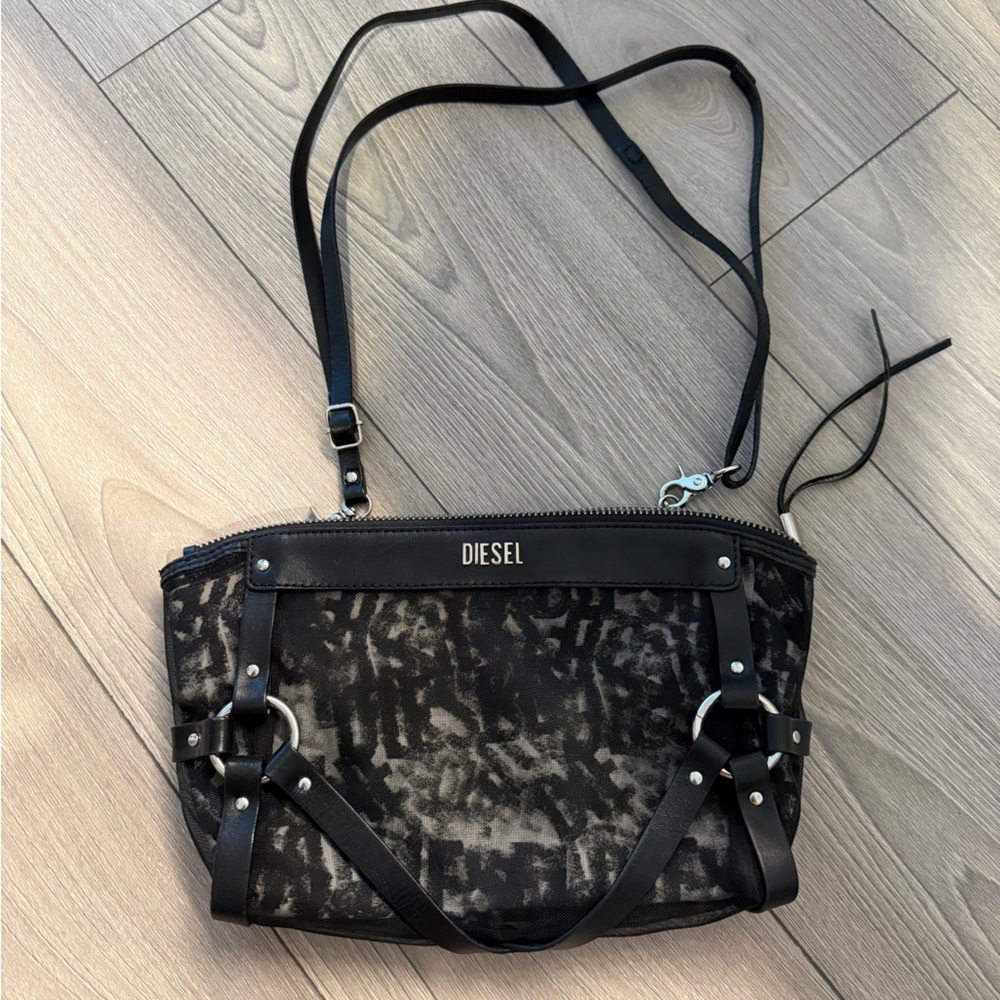 Diesel Black and Gray Textured Bag